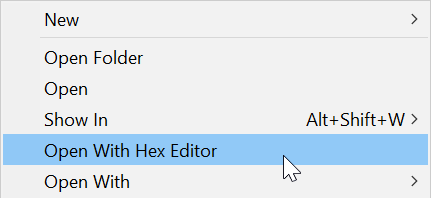 Open With Hex Editor