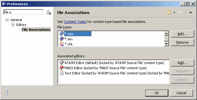 IDE file associations