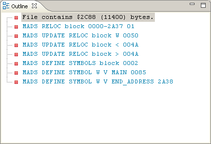 Hex Editor outline view